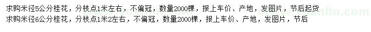 求購米徑5、6公分桂花