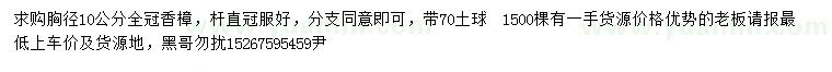 求購胸徑10公分香樟