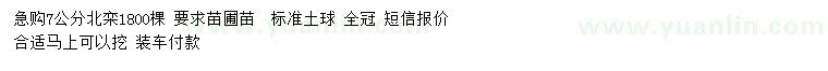 求購7公分北欒