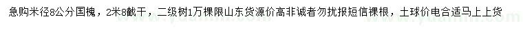 求購米徑8公分國槐