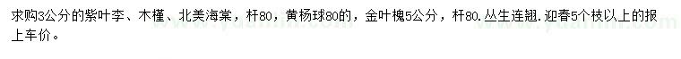求購紫葉李、木槿、北美海棠等