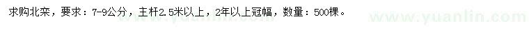 求購(gòu)7-9公分北欒