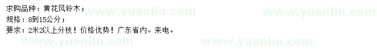 求購(gòu)8-15公分黃花風(fēng)鈴木