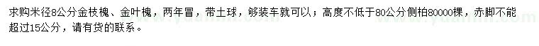 求購金枝槐、金葉槐、側(cè)柏