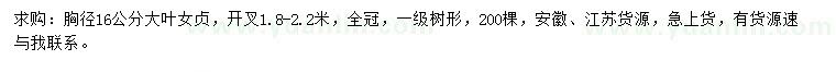 求購胸徑16公分大葉女貞
