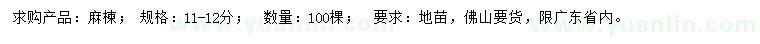 求購(gòu)11-12公分麻楝