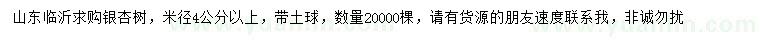 求購米徑4公分以上銀杏
