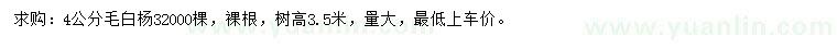 求購4公分毛白楊