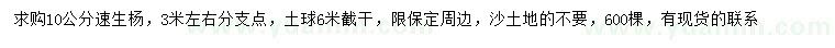 求購(gòu)10公分速生楊