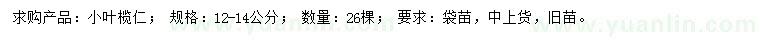求購12-14公分小葉欖仁