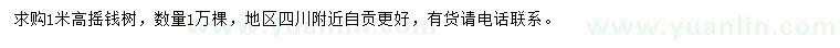 求購(gòu)高1米搖錢樹(shù)
