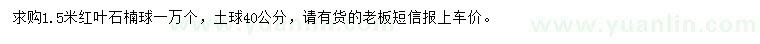 求購(gòu)1.5米紅葉石楠球