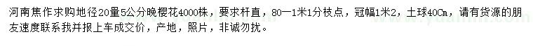 求購(gòu)20量5公分晚櫻