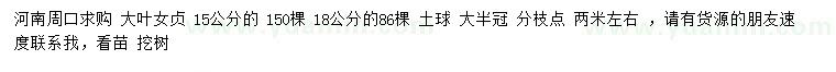 求購15、18公分大葉女貞