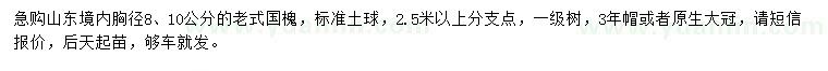 求購胸徑8、10公分老式國槐