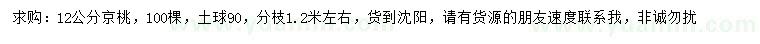 求購(gòu)12公分京桃