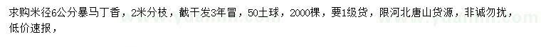 求購米徑6公分暴馬丁香