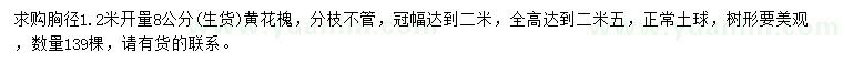 求購胸徑1.2米開量8公分黃花槐