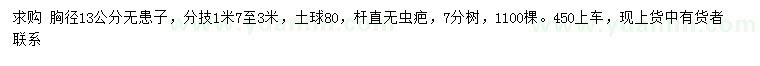 求購胸徑13公分無患子