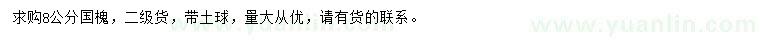 求購(gòu)8公分國(guó)槐