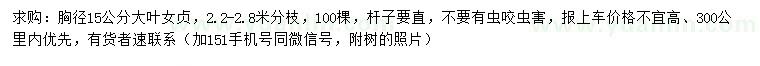 求購(gòu)胸徑15公分大葉女貞