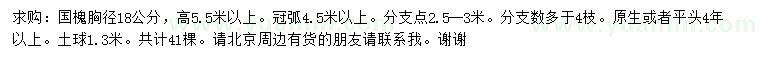 求購(gòu)胸徑18公分國(guó)槐