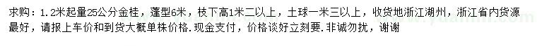 求購1.2米起量25公分金桂