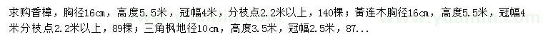 求購(gòu)香樟、黃連木、三角楓