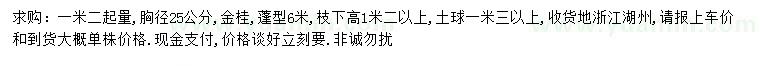 求購1.2米量25公分金桂