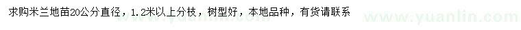 求購(gòu)直徑20公分米蘭地苗
