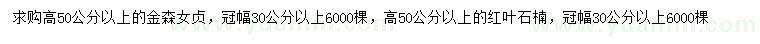求購高50公分以上金森女貞、高50公分以上紅葉石楠