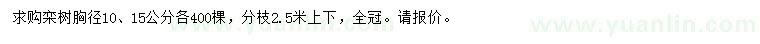 求購(gòu)胸徑10、15公分欒樹