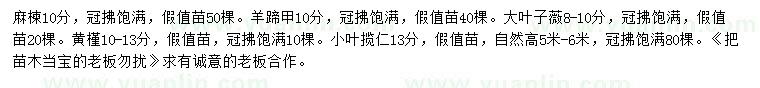 求購麻楝、大葉子薇、小葉欖仁