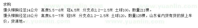 求購胸徑足14、18公分饅頭柳