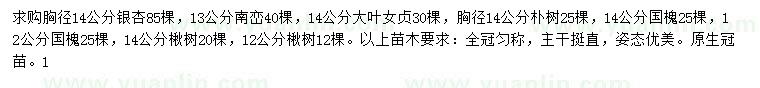 求購(gòu)胸徑14公分銀杏