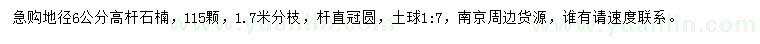 求購地徑6公分高桿石楠