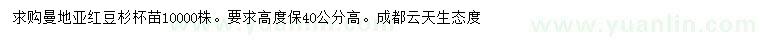 求購高40公分曼地亞紅豆杉