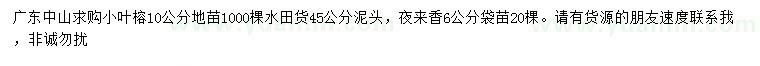 求購10公分小葉榕、6公分夜來香
