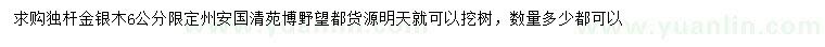 求購(gòu)6公分金銀木