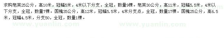 求購25、30公分皂莢、25、35公分國槐