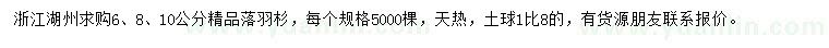 求購6、8、10公分落羽杉