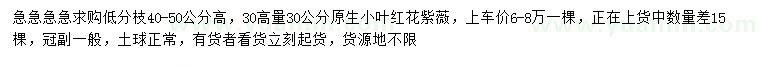 求購高40-50公分小葉紅花紫薇