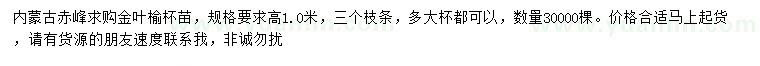 求購高1米金葉榆