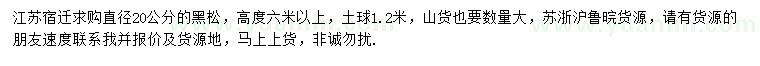 求購直徑20公分黑松