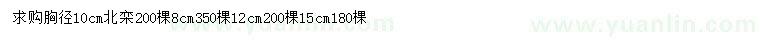 求購(gòu)胸徑8、10、12、15公分北欒