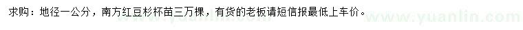 求購地徑1公分南方紅豆杉