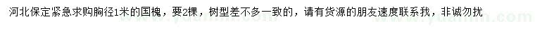 求購胸徑1米國槐