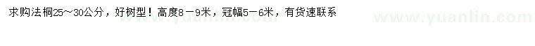求購25-30公分法桐