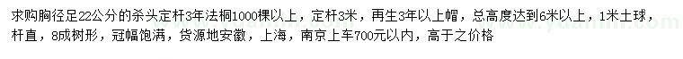 求購胸徑22公分法桐