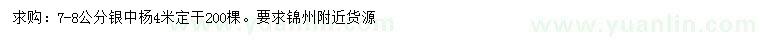 求購7-8公分銀中楊